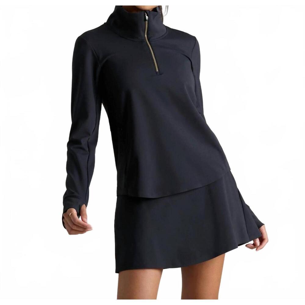 NEW RHONE course to court 1/4 zip top in black